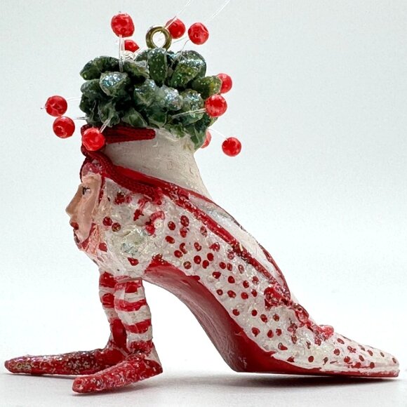 Dept 56 Patience Brewster Krinkles Christmas Elf High Heel Shoe Ornaments Resin - Picture 8 of 13